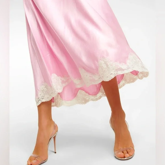 Rixo Crystal lace trim satin skirt - Picture 2 of 8